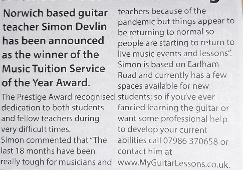 best guitar teacher in Norfolk